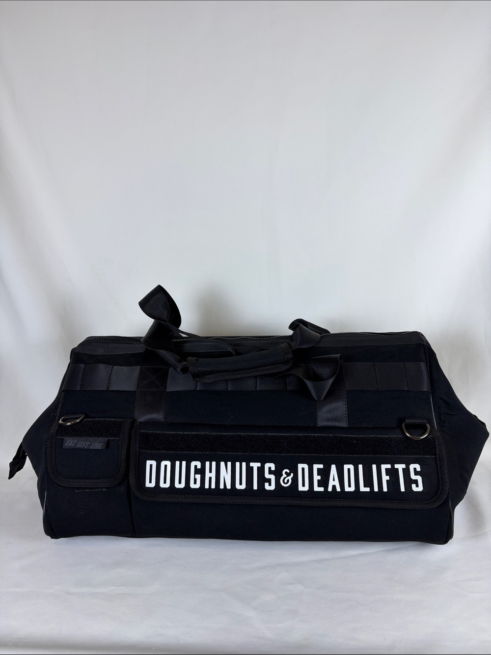 Doughnuts and Deadlifts Duffel Bag Black Workout Gym Bag Neoprene